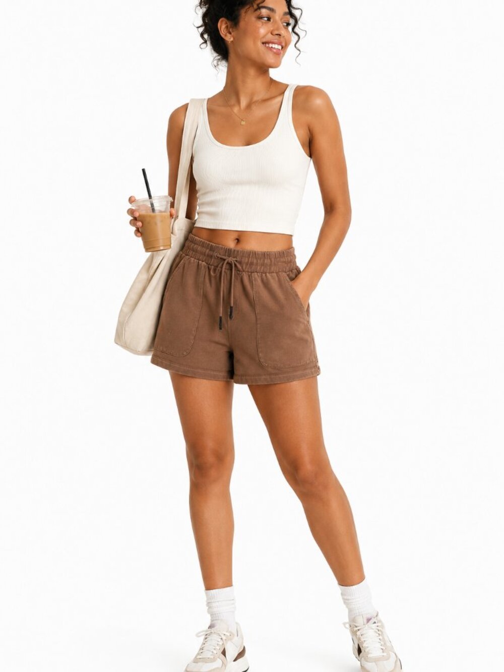 Joy Lab Brown Drawstring Sweat Shorts Cotton Blend Lounge Shorts Size L